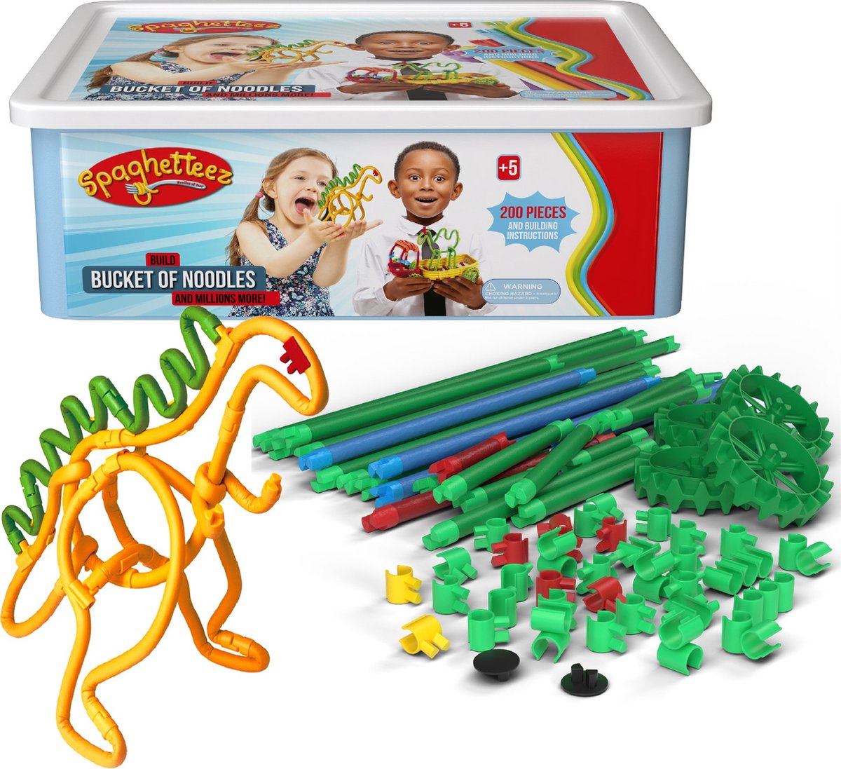 Spaghetteez flexibele bouwstaafjes in opbergbox, 200dlg.