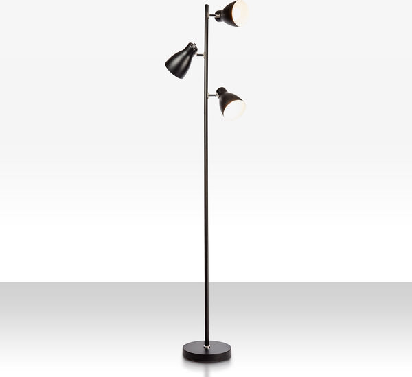 B.k.licht - industriële vloerlamp - zwart gouden staande lamp - draaibar - met e27 fitting - h.: 166cm