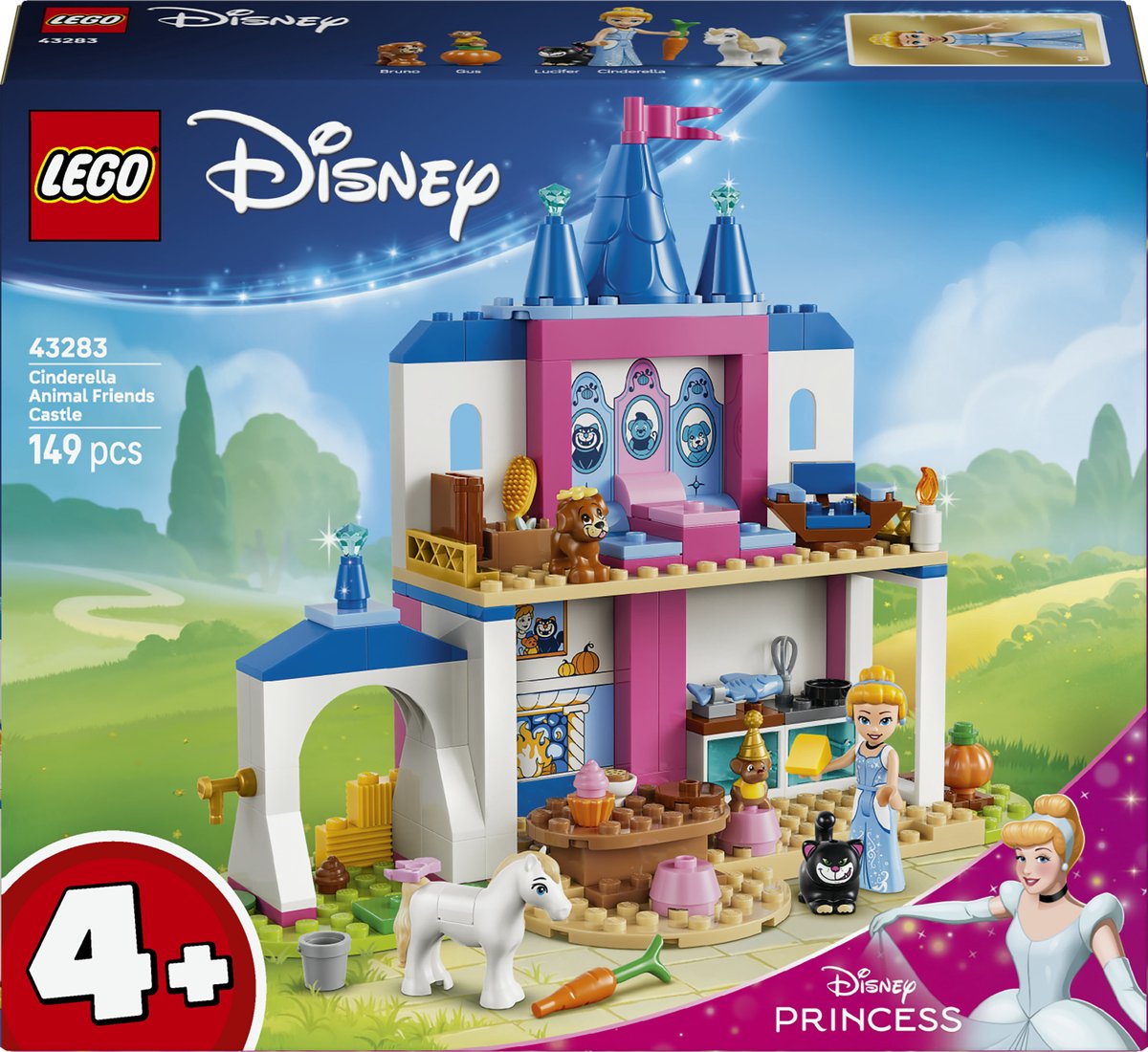 Lego ® ǀ disney princess assepoesters kasteel met dierenvriendjes - bouwspeelgoed voor kinderen met assepoester en 4 dieren - 43283