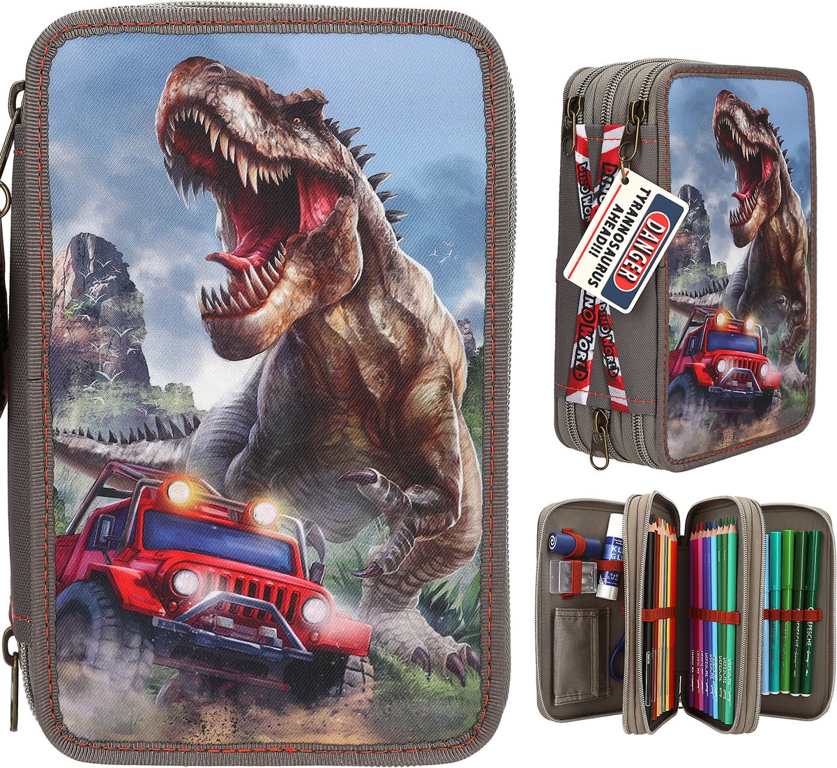 Depesche - dino world 3-vaks etui - new world