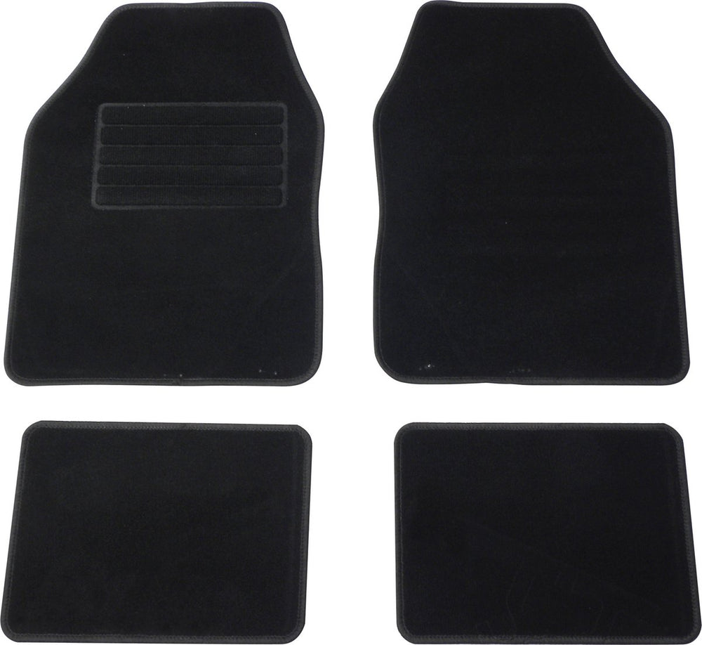 Carpoint mattenset malibu - 4 delig - 2 voormatten - 2 achtermatten - antislip onderkant - verstevigd hakstuk - afgezoomde randen - zwart