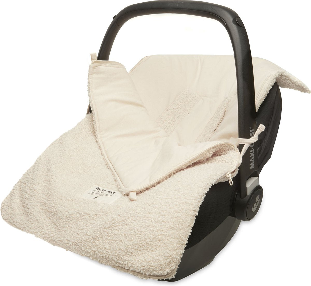Jollein - voetenzak voor autstoel kinderwagen (boucle - naturel) - polyester - footmuff maxi cosi, kinderwagen of autostoel - 42x82cm