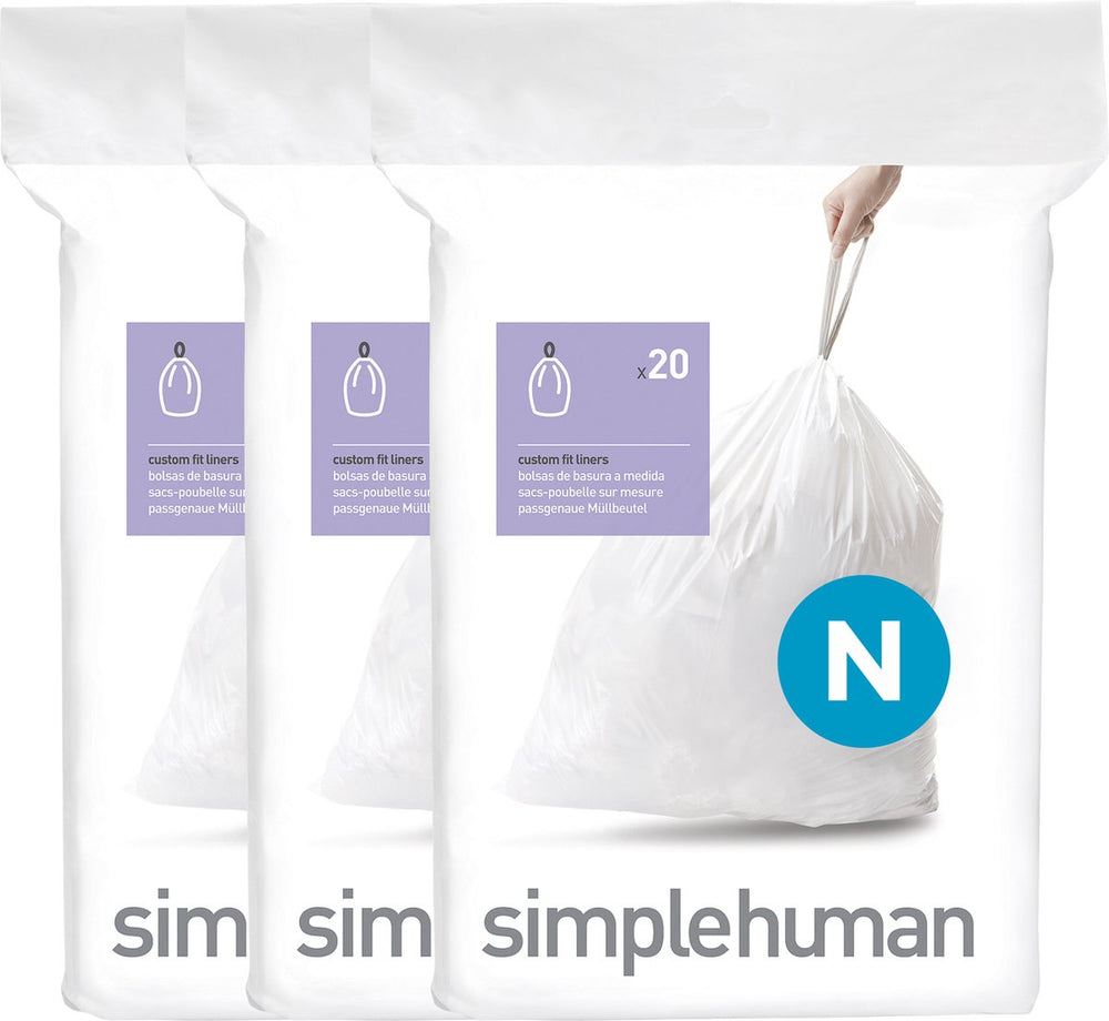 Simplehuman code n afvalzakken - 50 liter - 60 stuks - met trekband - wit