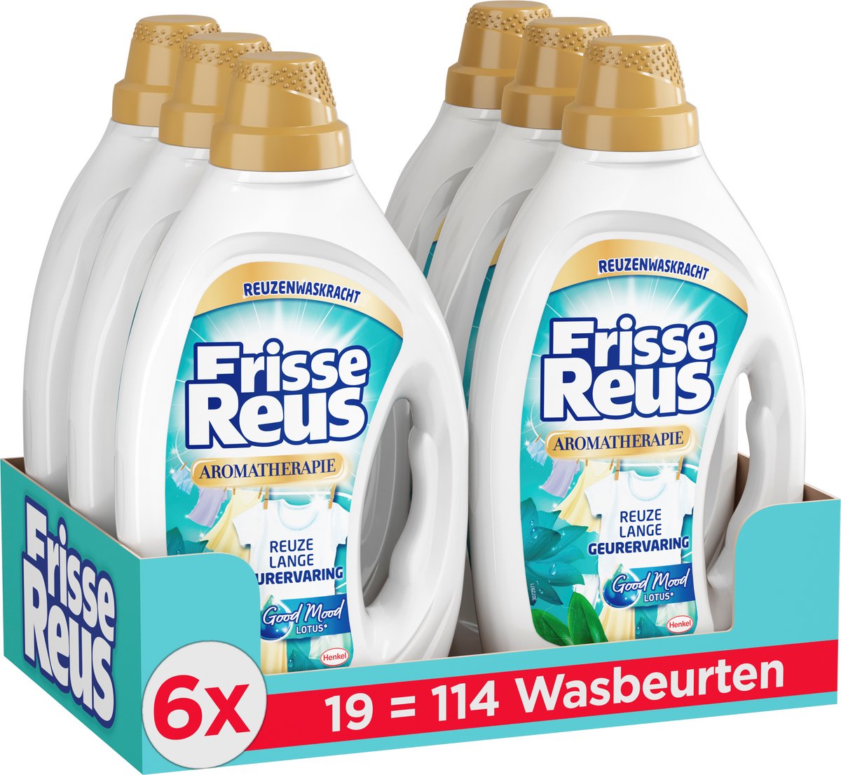 Frisse reus gel lotus - vloeibaar wasmiddel - witte was - frisse geurbeleving - 6 x 19 wasbeurten - voordeelverpakking