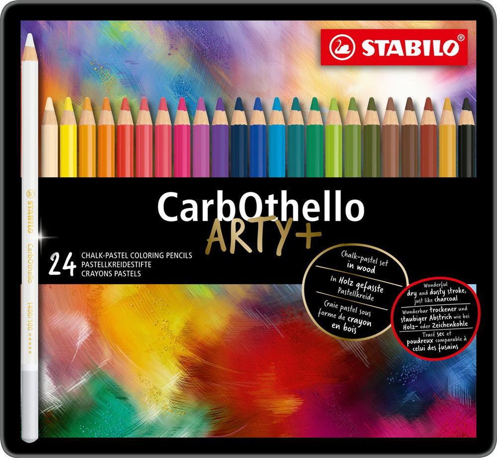 Stabilo carbothello - kalkpastel kleurpotloden - metalen etui met 24 kleuren