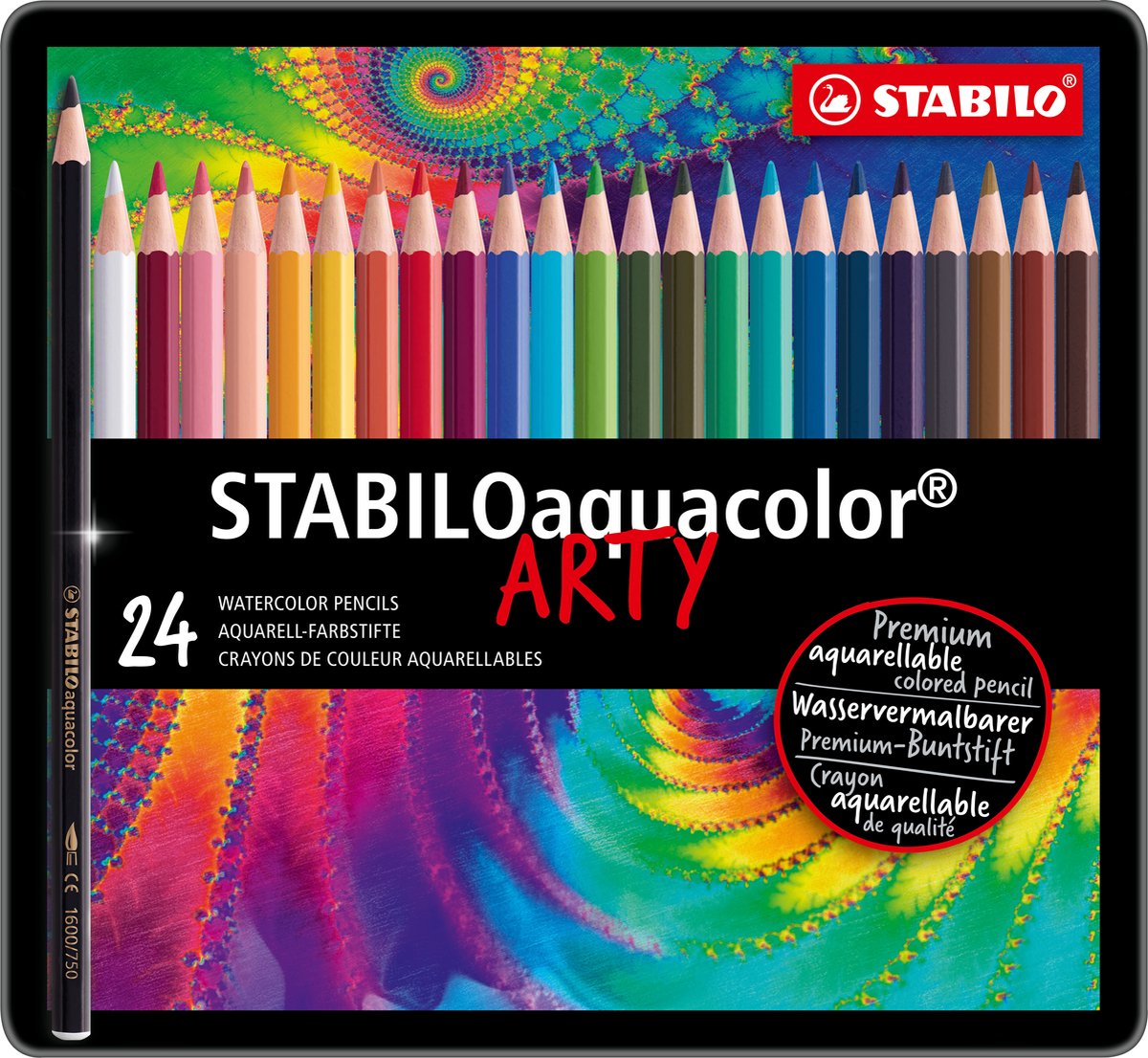 Stabilo aquacolor - premium aquarel kleurpotloden - arty - metalen etui 24 kleuren