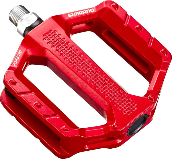 Shimano pd-ef202 flat pedalen rood aluminium voor city, trekking en pendelen