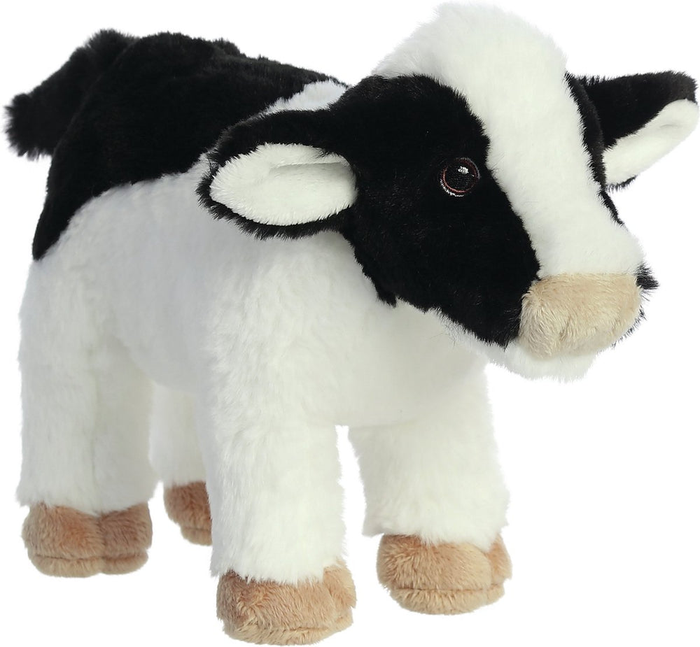 Aurora knuffeldier koe - pluche knuffel - zwart wit - 26 cm - knuffeldieren - boerderij dieren