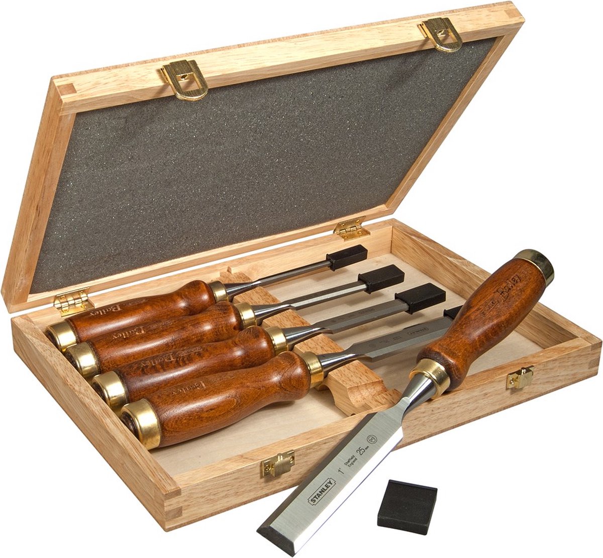 Stanley handgereedschap houtbeitelset bailey 5-delig houten kist - 2-16-217