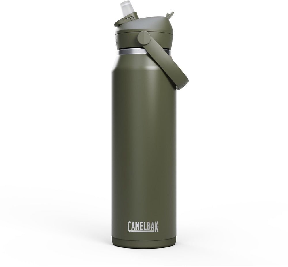 Camelbak thrive flip straw drinkfles - 1 l - rvs - met rietje - isolatie waterfles - groen