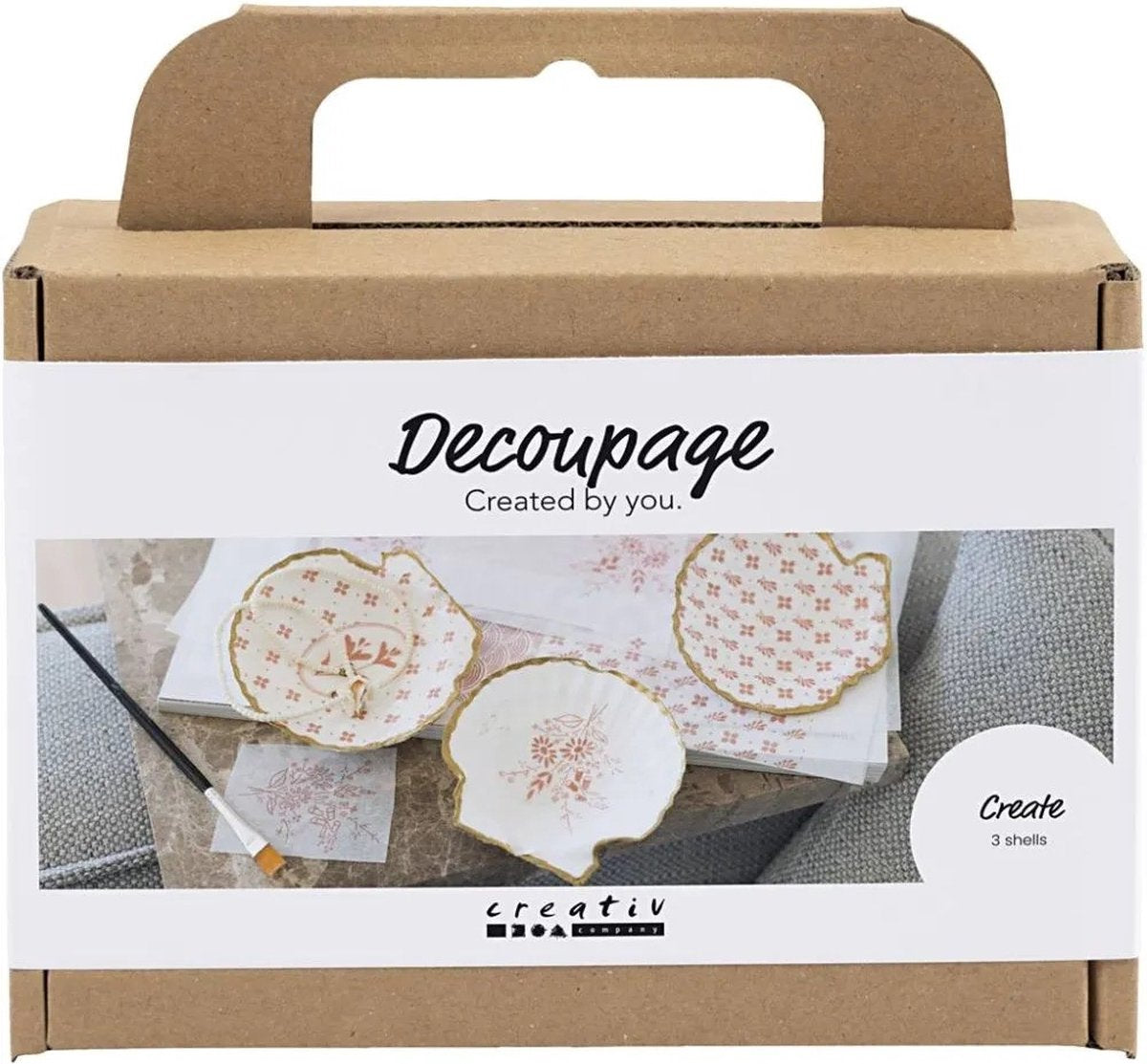 Creativ company cc mini hobbyset decoupage mosselschelpen lichtroze