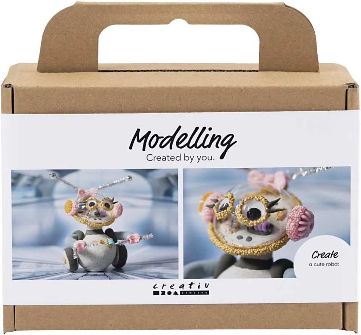 Creativ company mini hobbyset robot boetseren grijs en roze