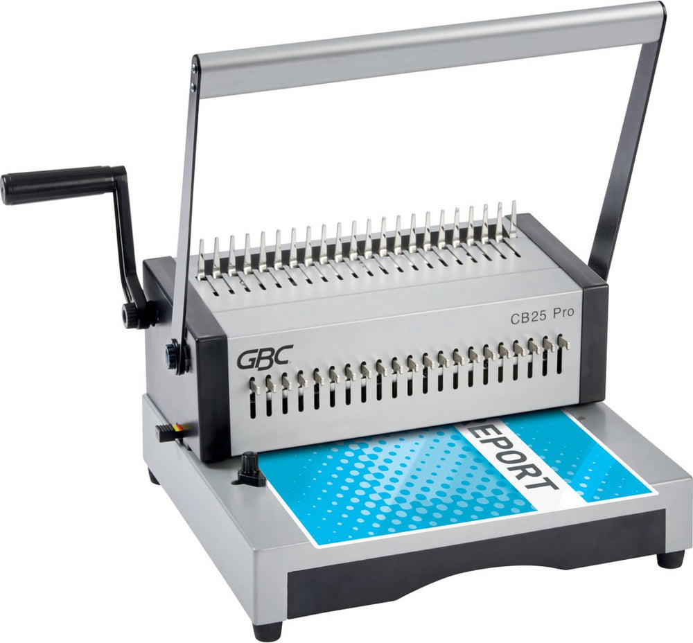 Gbc cb25 pro handmatige pons- en bindmachine voor zwaar gebruik - capaciteit 500 a4 vellen - zilver