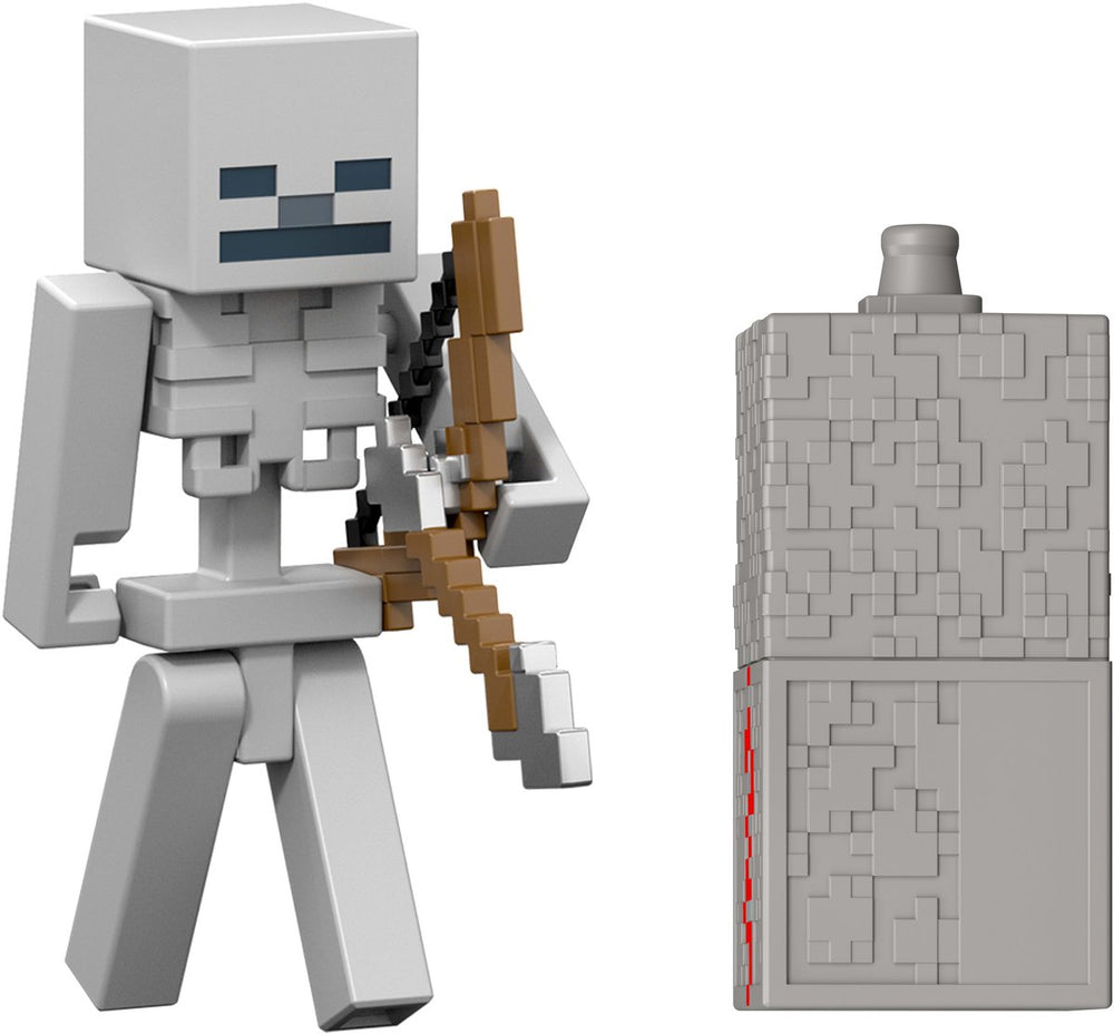 Mattel minecraft redstone charged skeleton actiefiguur en accessoireset
