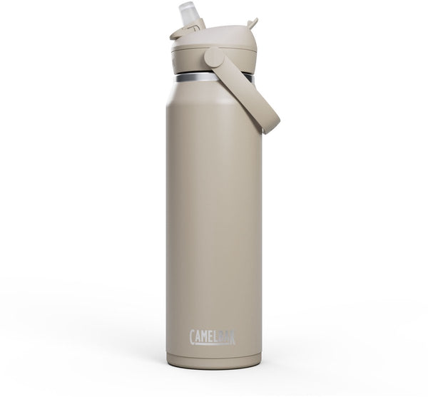 Camelbak thrive flip straw drinkfles - 1 l - rvs - met rietje - isolatie waterfles - beige (stone)