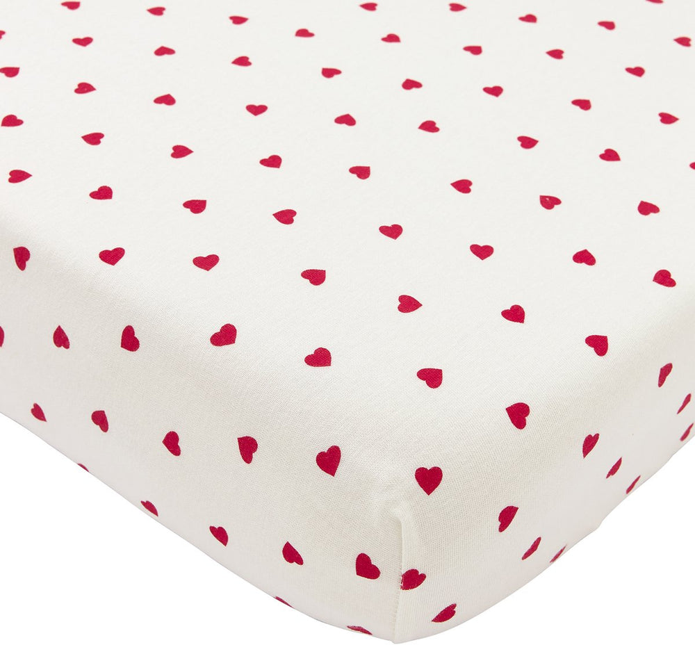 Meyco baby sweet heart hoeslaken ledikant - white red - 60x120cm