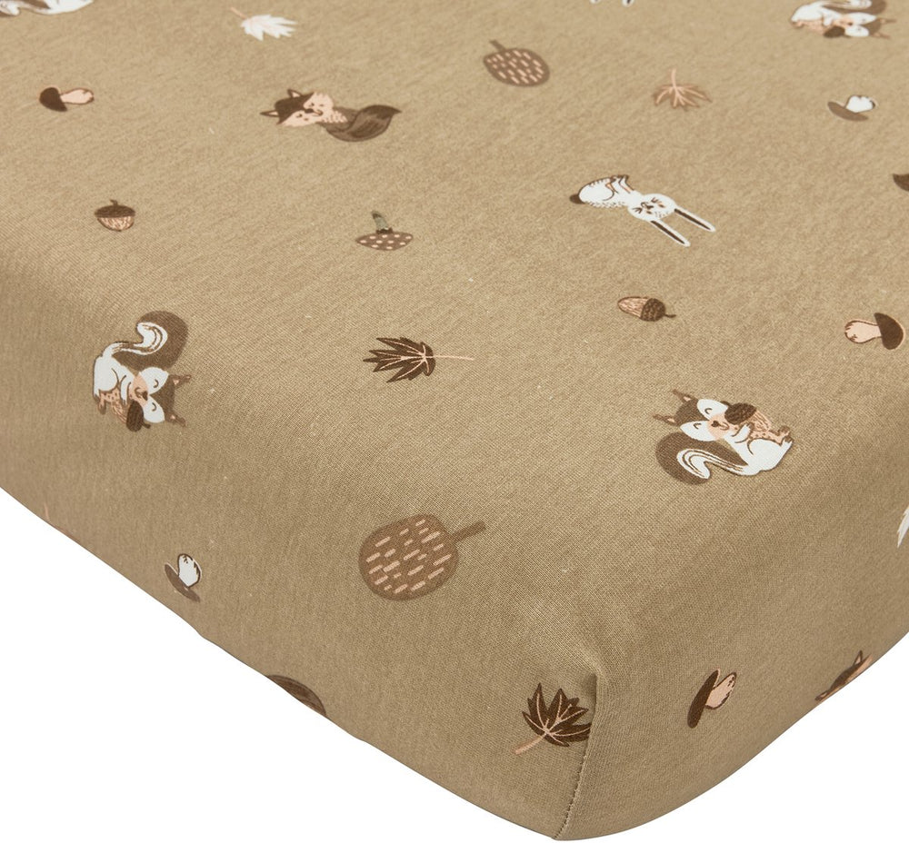 Meyco baby forest animals hoeslaken ledikant - sand - 60x120cm