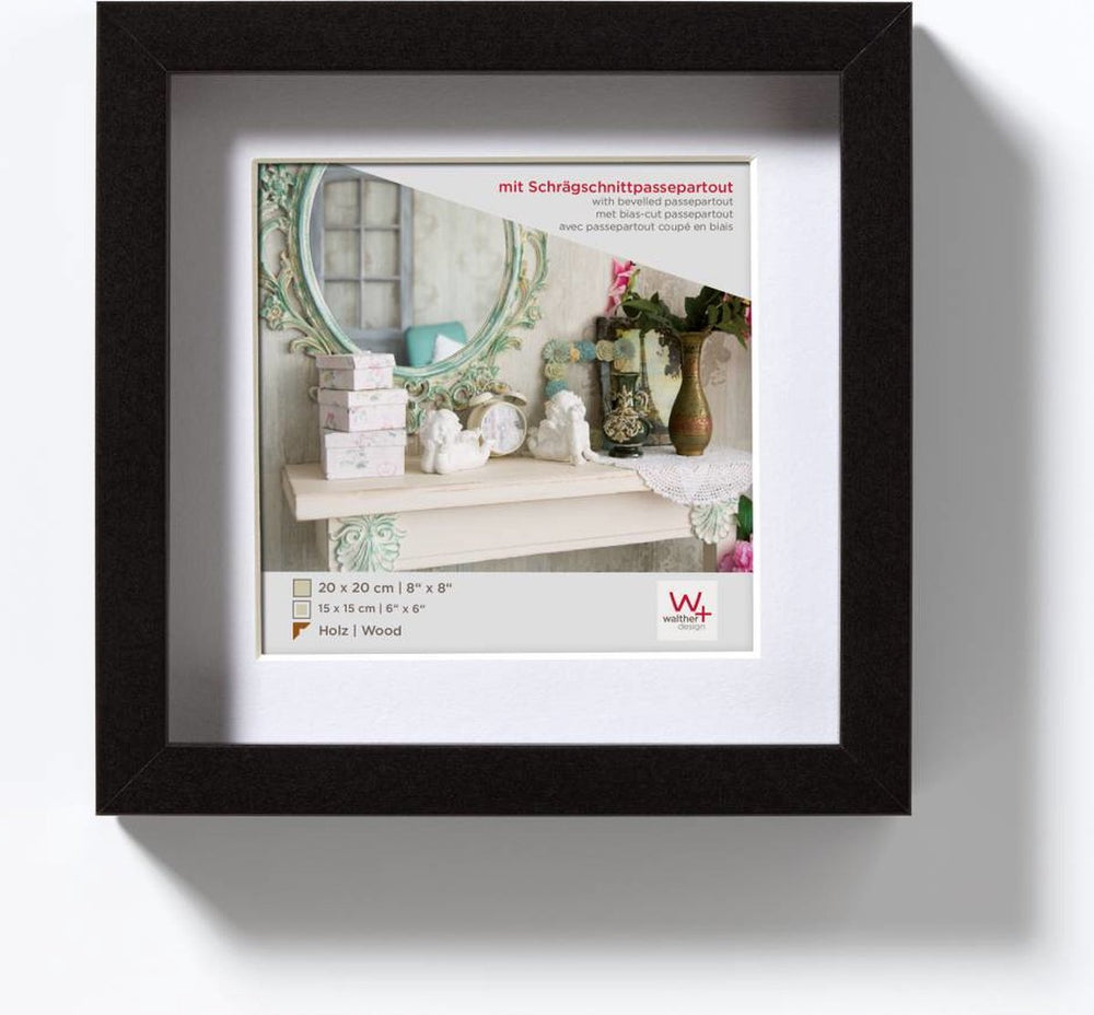 Walther stockholm - mdf houten lijst - fotoformaat 20x20 cm - zwart