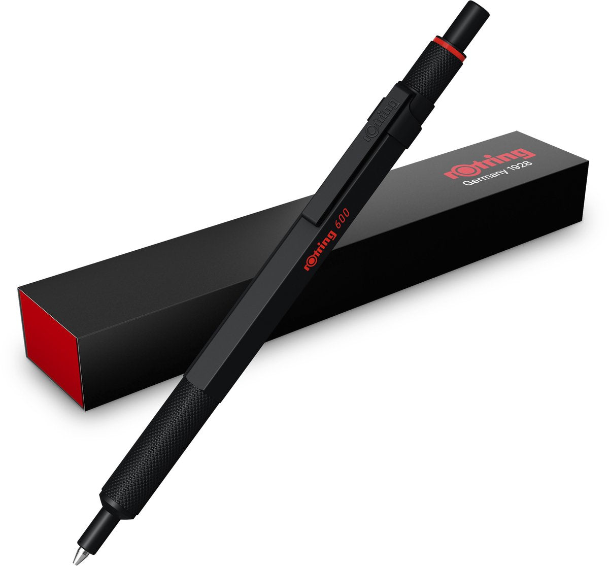 Rotring 600 gelpen | 0,55 mm | zwarte inkt | pen met zwart metalen omhulsel | antislip gekartelde grip en zeshoekige huls | navulbaar