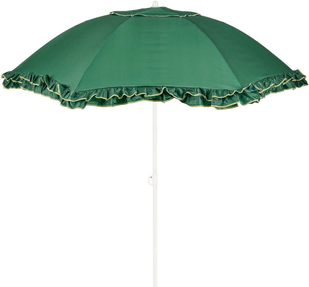Mica decorations parasol kantelbaar met ruches - stokparasol 238 x ø195 cm - tuin of balkonparasol in hoogte verstelbaar - polyester, staal - groen
