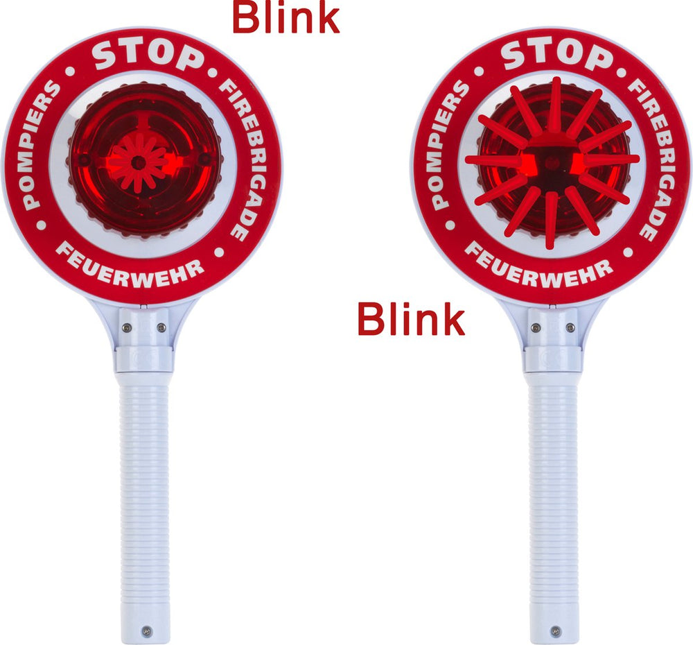 Klein toys brandweerstopbord - 16x3,5x29 cm - incl. lichteffecten - ideale accesoire voor brandweerkostuums en rollenspellen - rood wit