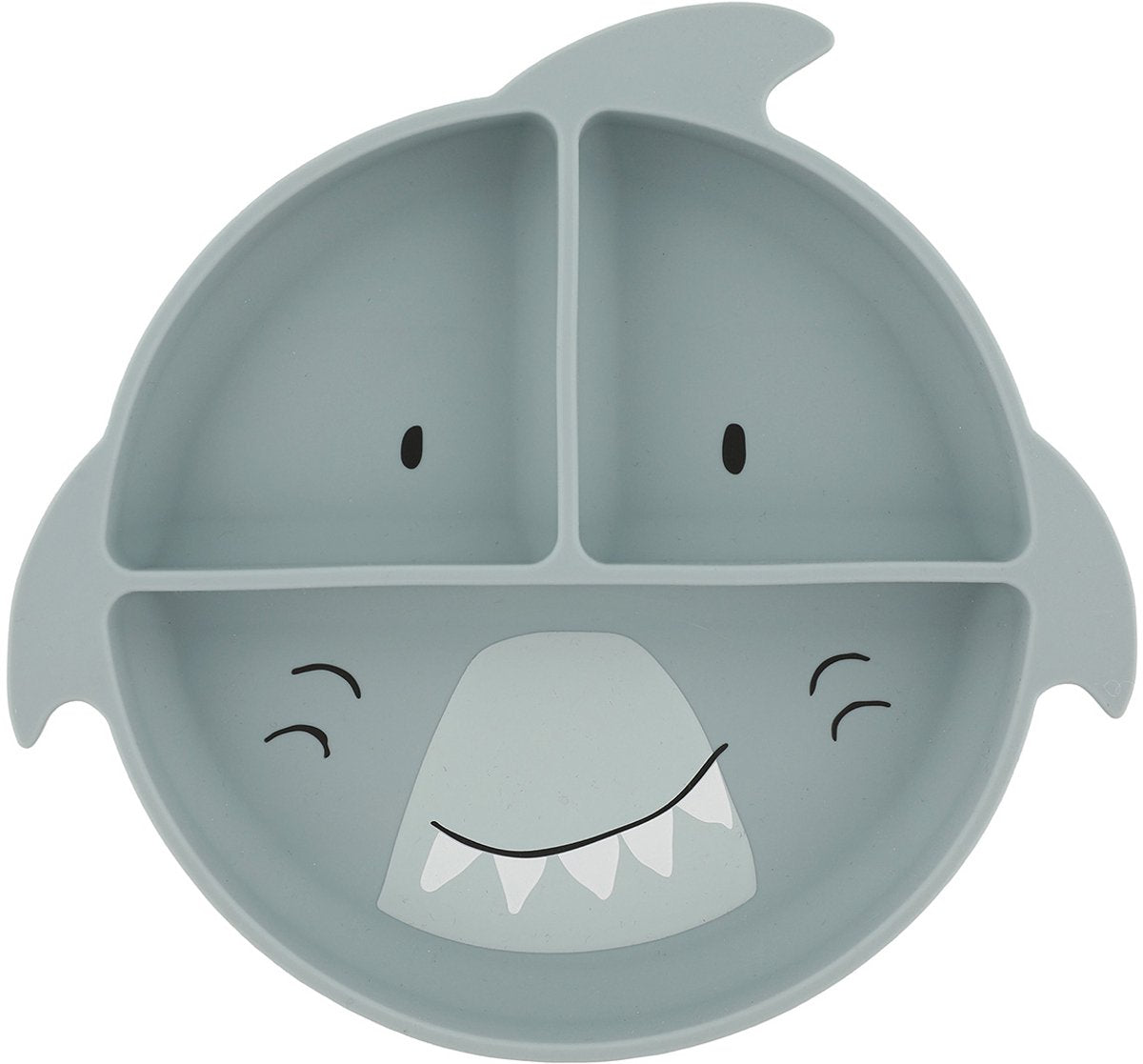 Trixie kinderbord met vakjes - mr. shark - bord met zuignap - voor baby's vanaf 4 maanden - van siliconen - geschikt voor de vaatwasser