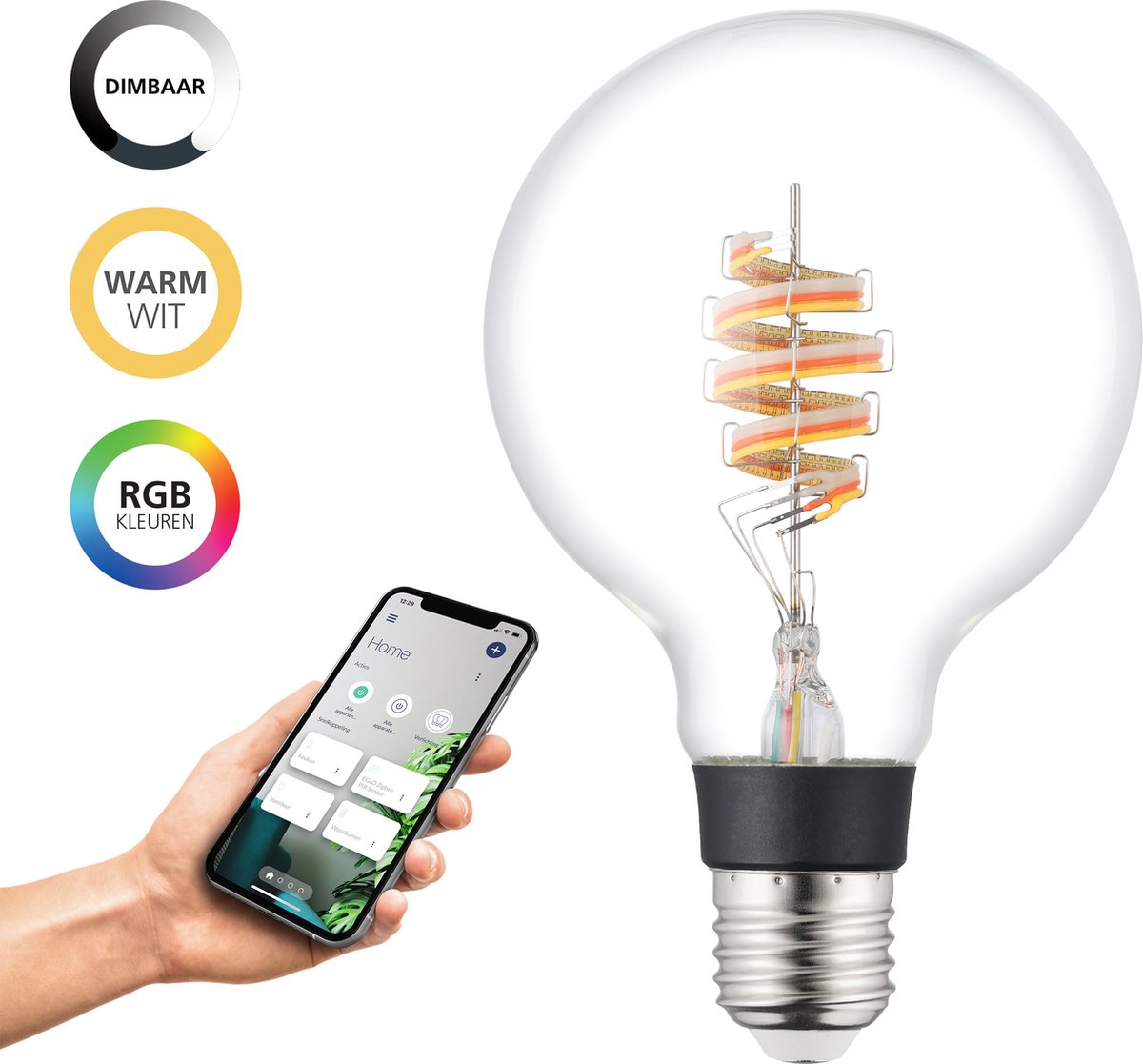 Eglo connect.z smart led lamp - e27 - ø 9,5 cm - instelbaar rgb licht warm wit licht (3000k) - dimbaar - zigbee