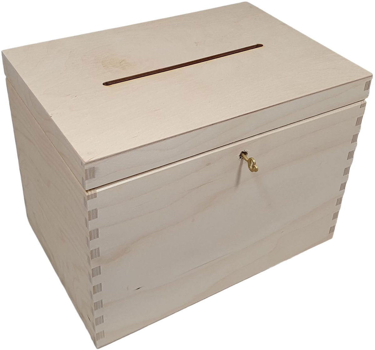 Playwood houten enveloppenkist opbergdoos grenen met sleuf 29x22x20 cm.