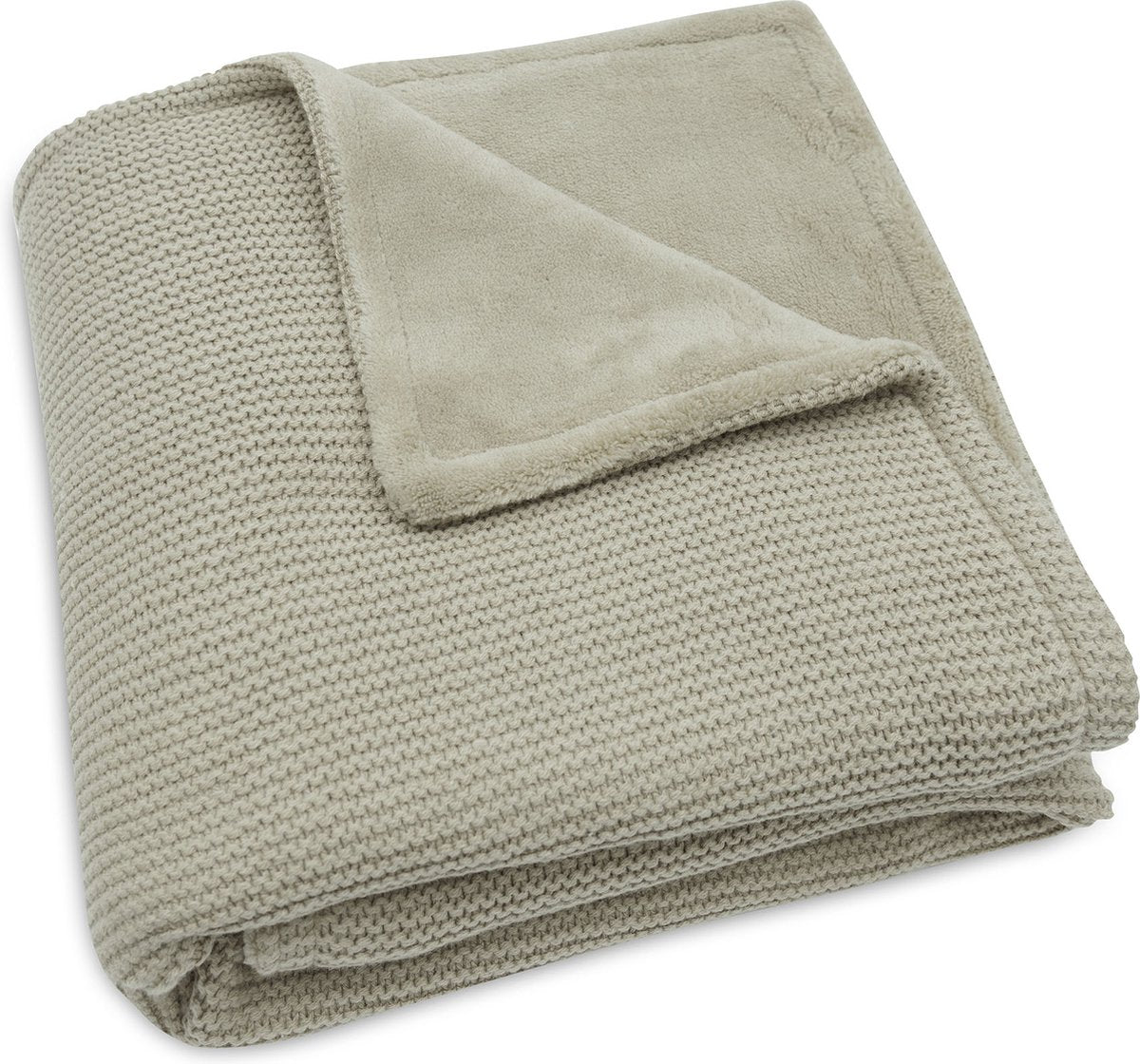 Jollein - deken wieg 75x100cm - wiegdeken, wiegdekentje, dekentje baby - basic knit - olive green fleece