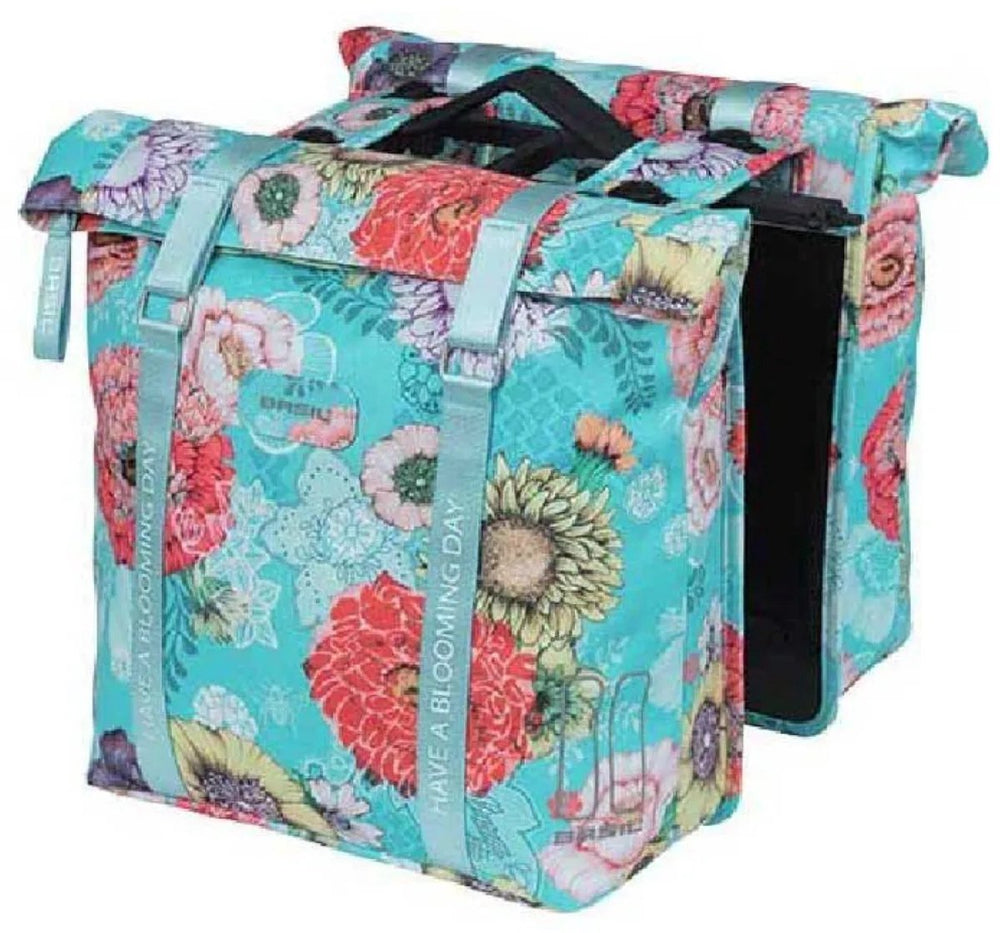 Basil Bloom Field dubbele fietstas, waterdicht, hemelsblauw, 35L