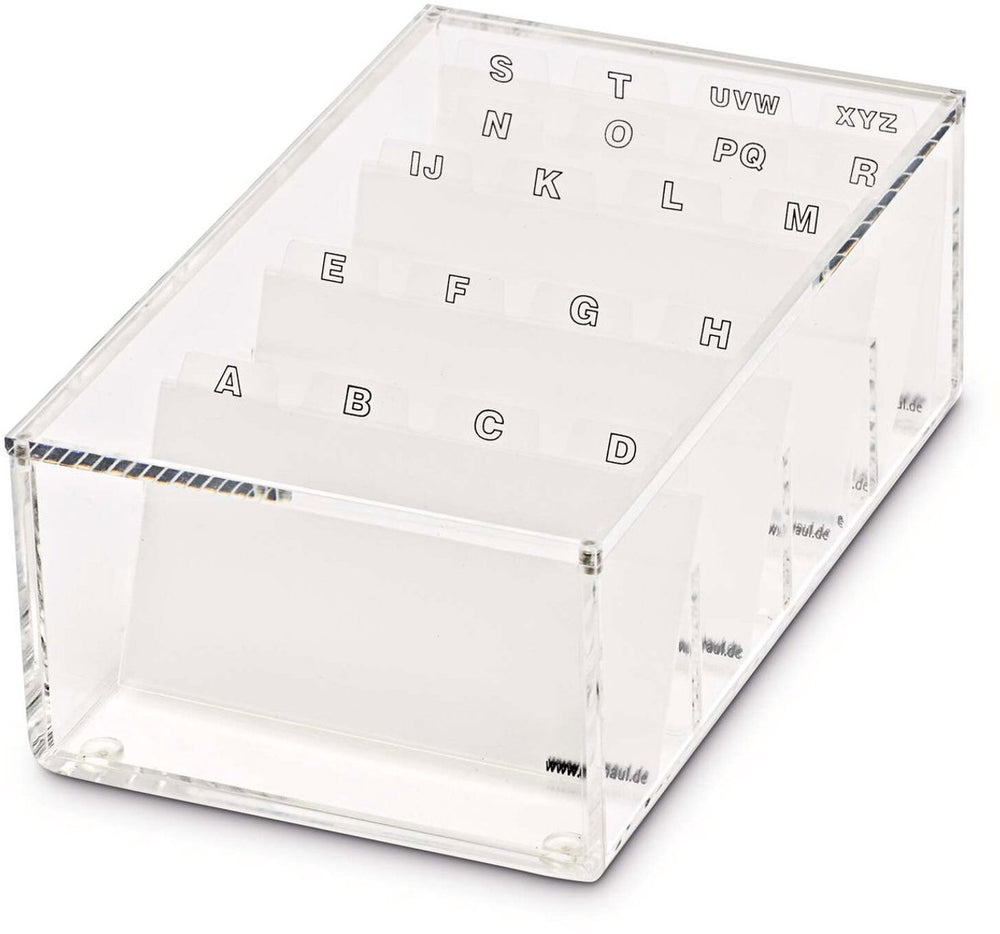 Maul box voor visitekaartjes - transparant - acryl - 1 stuk - 19.1 x 11.6 x 7.2 cm