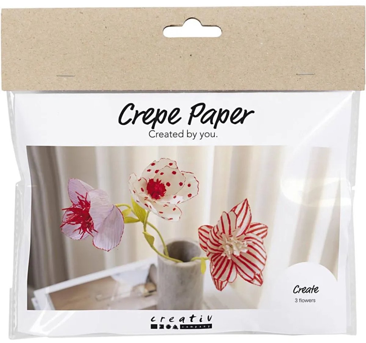Creativ company mini hobbyset bloemen van crepepapier pastelkleuren