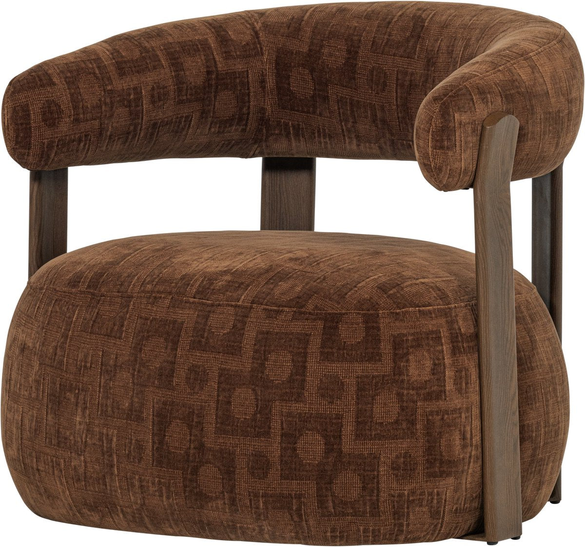 Woood foon fauteuil - structuurstof - bruin - 78x82x73