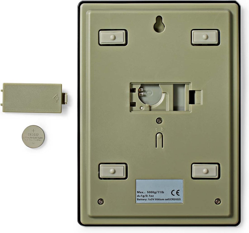 Nedis keukenweegschaal - digitaal - glas kunststof - cr 2032 batterij - zwart