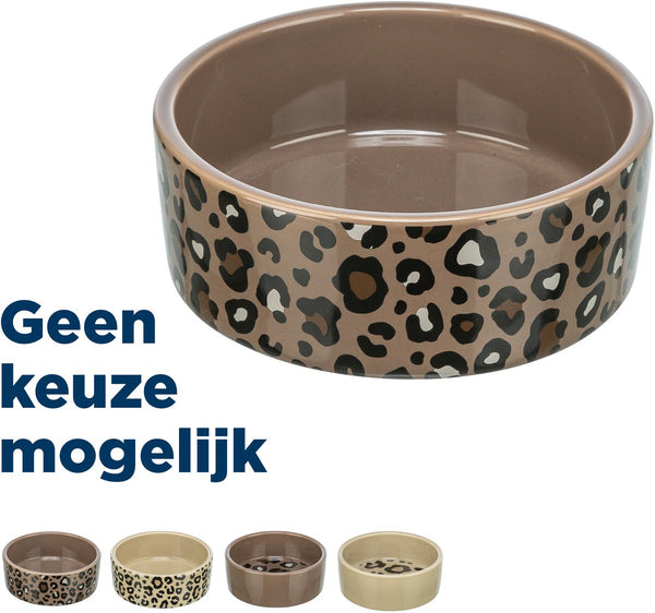 Trixie voerbak drinkbak leo kat keramiek panterprint assorti