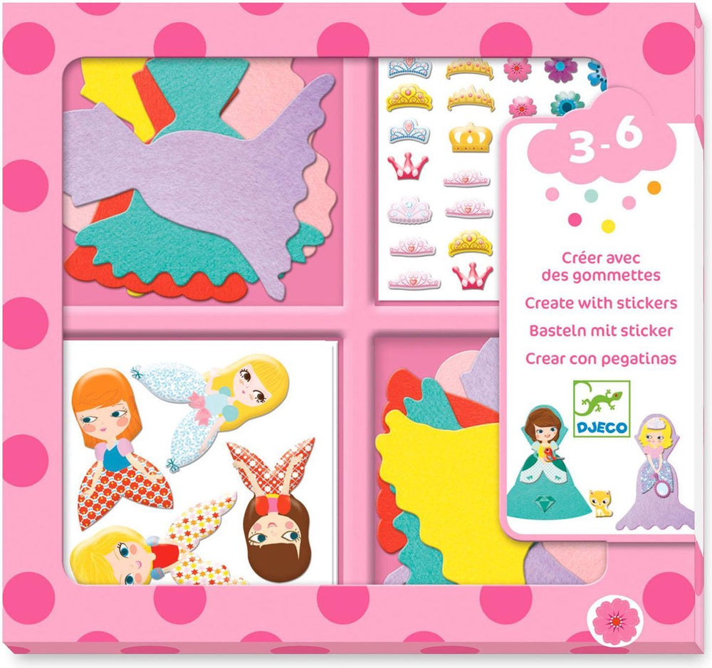 Djeco - knutselset creeëren met stickers - prinsessen - 3-6j