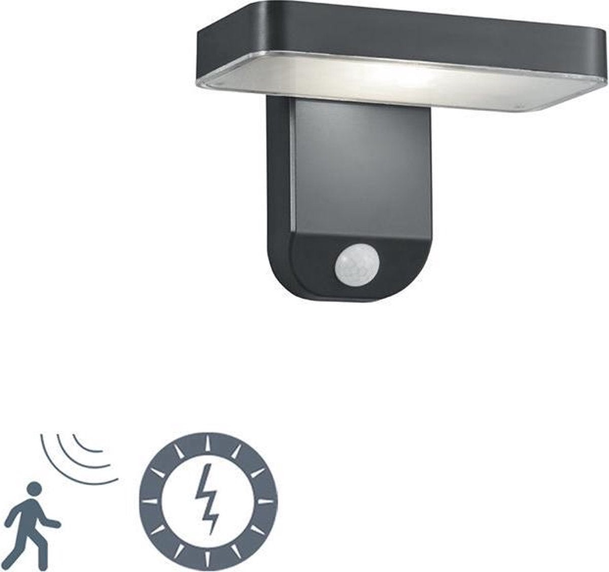 Rl live your light reality esquel - wandlamp - antraciet - incl. 1x smd 4,5w - bewegingssensor - solar - zonne energie - snoerloos - buitenverlichting - ip44
