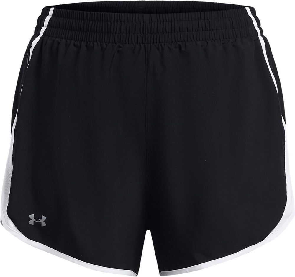 Under armour ua fly by 3'' shorts -blk dames sportbroek - zwart - wit - reflective