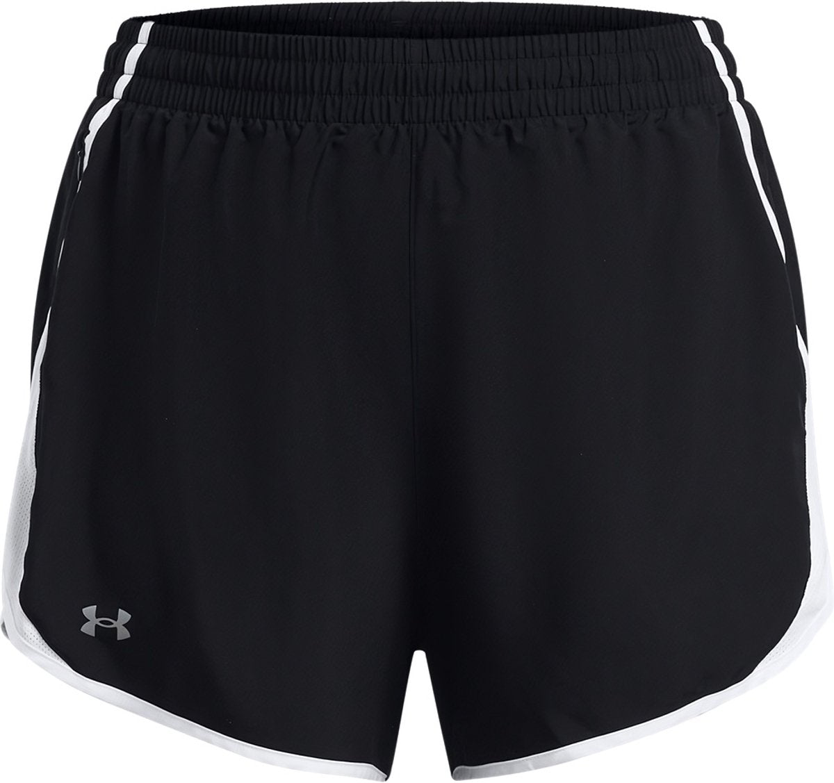 Under armour ua fly by 3'' shorts -blk dames sportbroek - zwart - wit - reflective