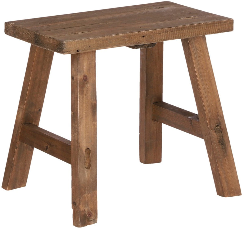 Mica decorations bold houten krukje - bijzettafel of plantentafel - 38 x 29 x 34 cm - gerecycled hout - bruin