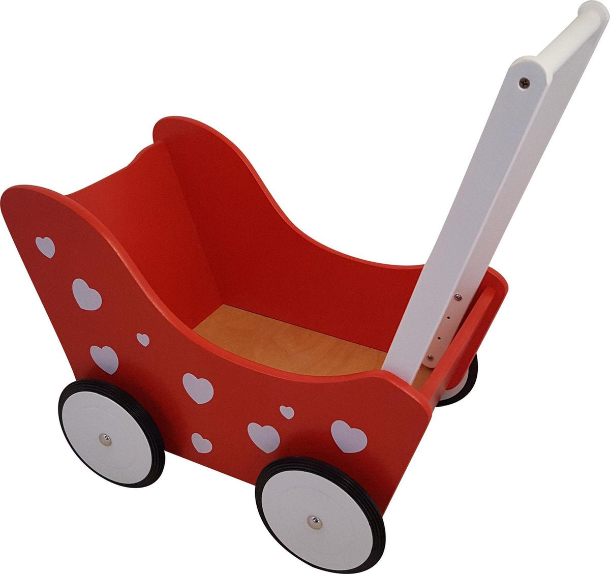 Playwood Doll Pram red with hearts