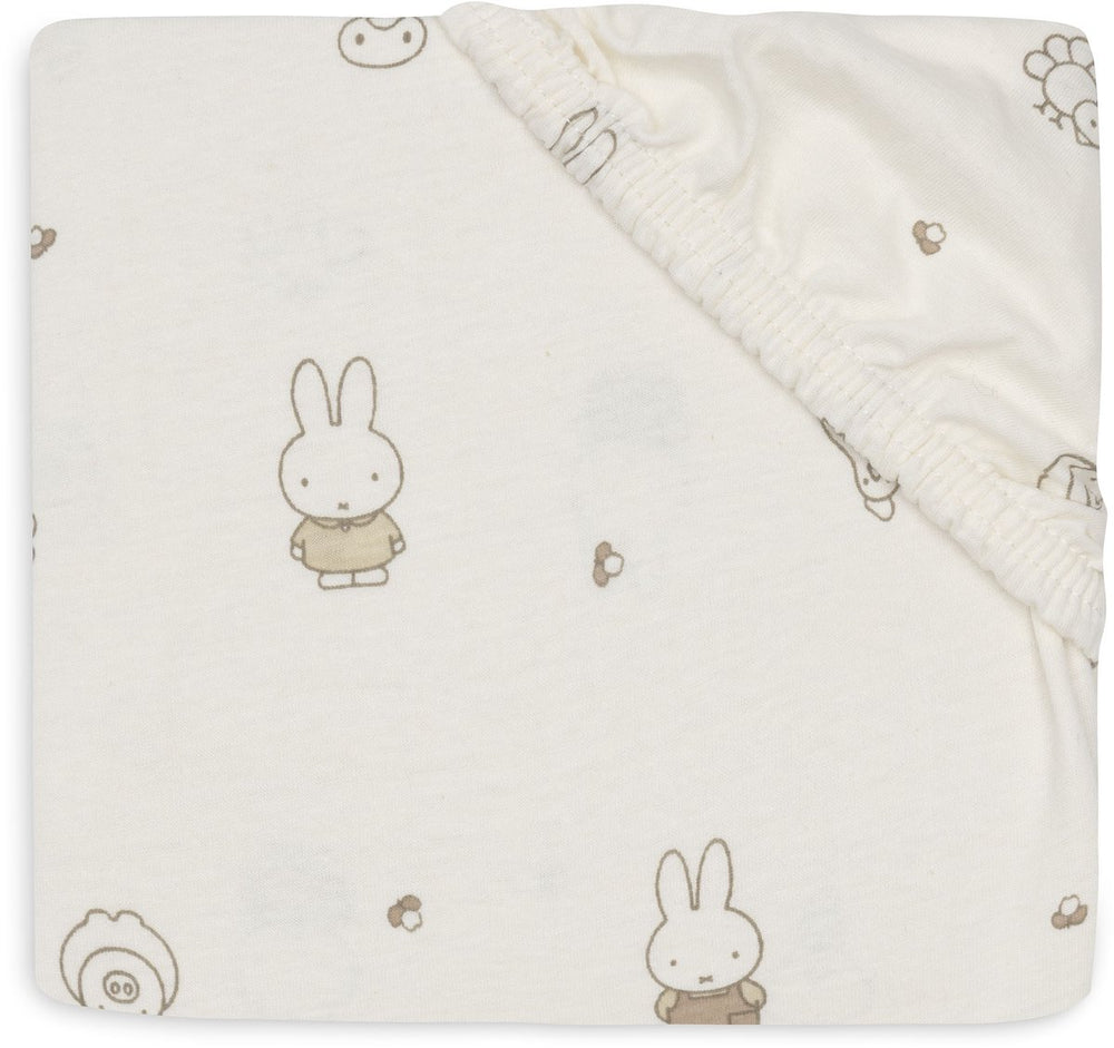 Jollein hoeslaken ledikant - 60x120cm - jersey - miffy family farm`