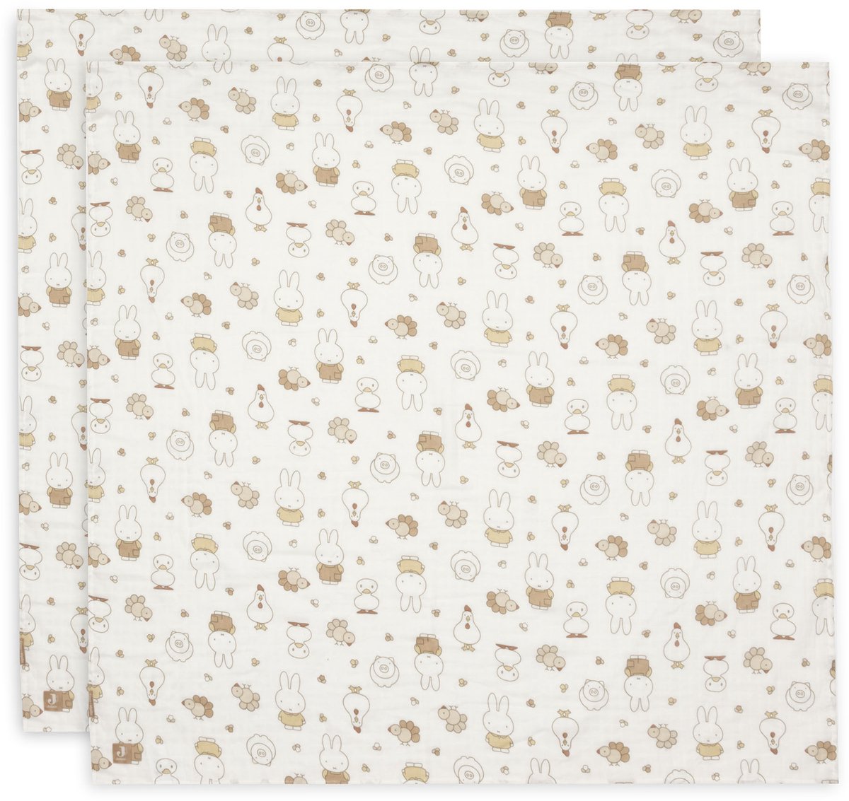 Jollein hydrofiele doek large - 115x115cm - miffy family farm - 2 stuks