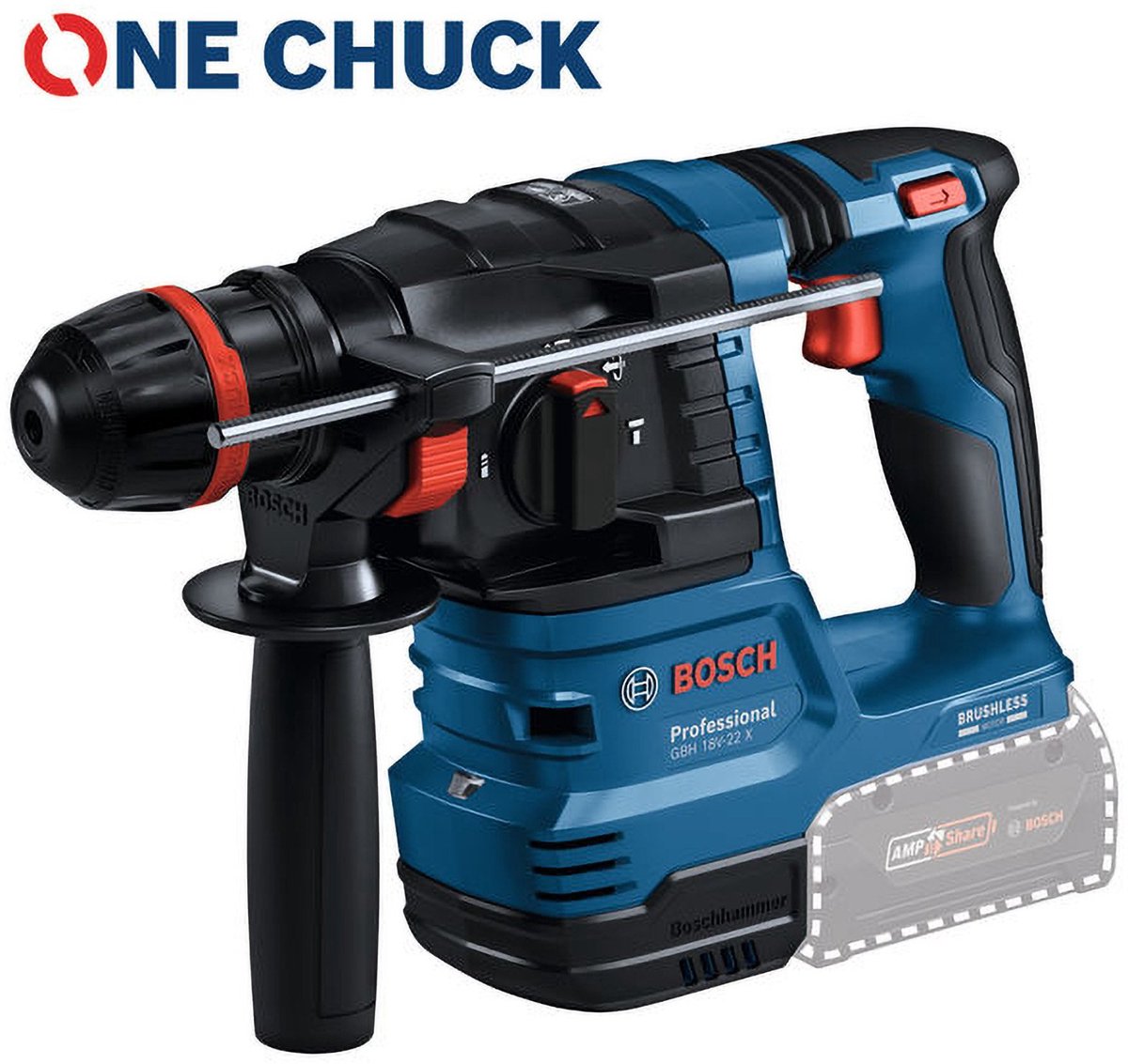 Bosch professional gbh 18v-22 x accu combihamer onechuck sds-plus 2,0j 18v 4.0ah in l-boxx - 0611924101
