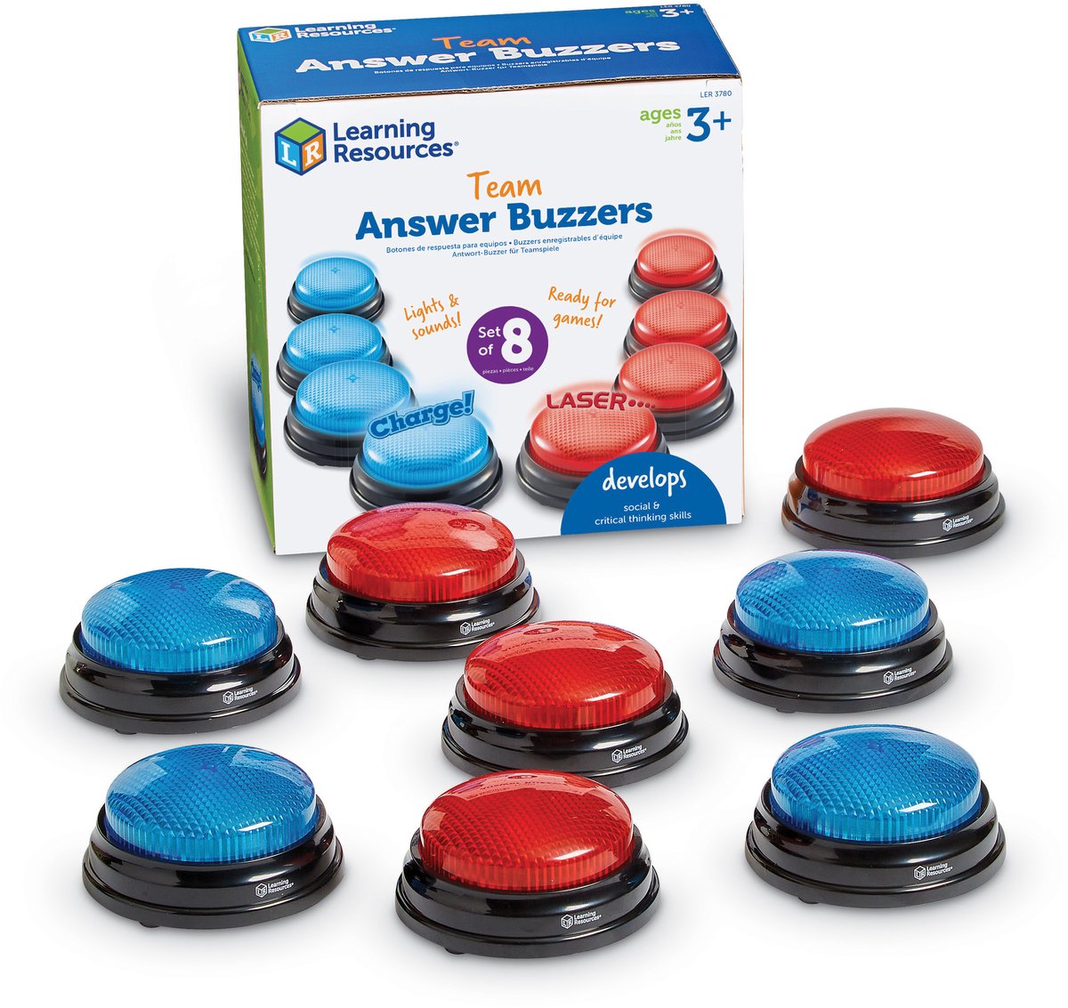 Learning resources antwoordknop buzzers - teams! (set van 2 x 4 stuks)