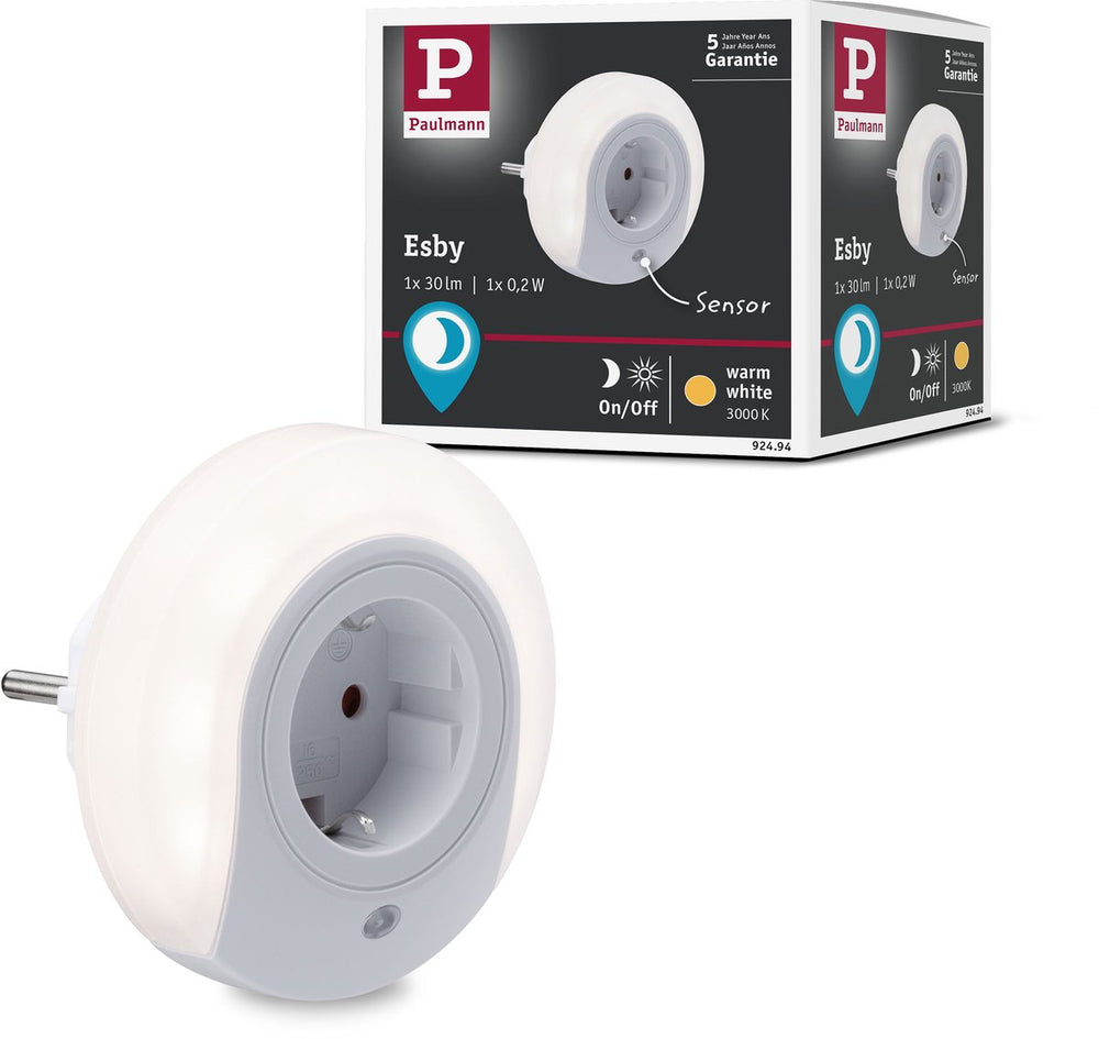 Paulmann nachtlamp esby met schemersensor rond 3000k 22lm