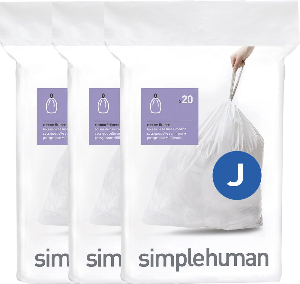 Simplehuman code j afvalzakken - 40 liter - 60 stuks - met trekband - wit