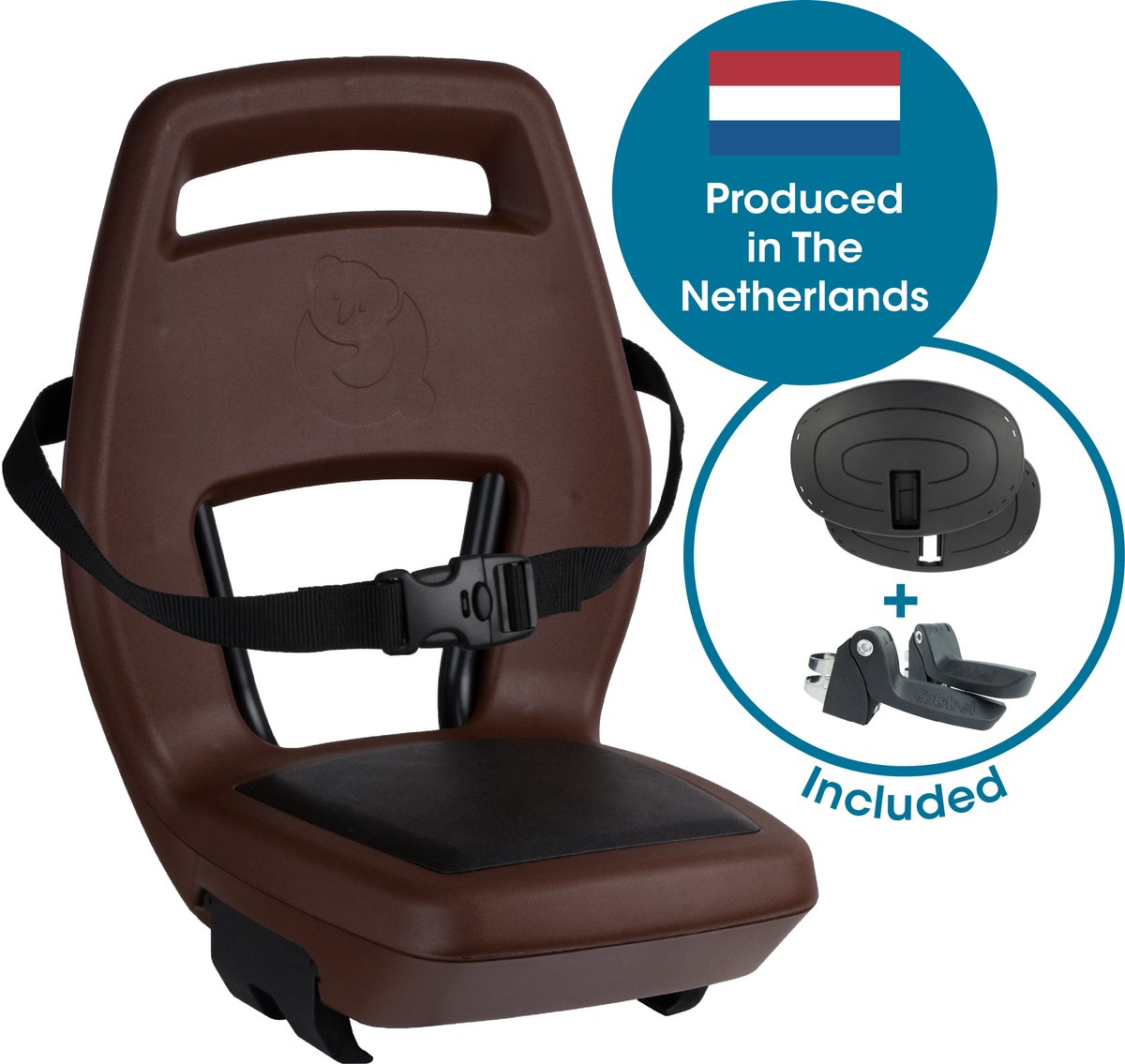 Qibbel achterzitje junior 6+ drager bev. bruinzwart