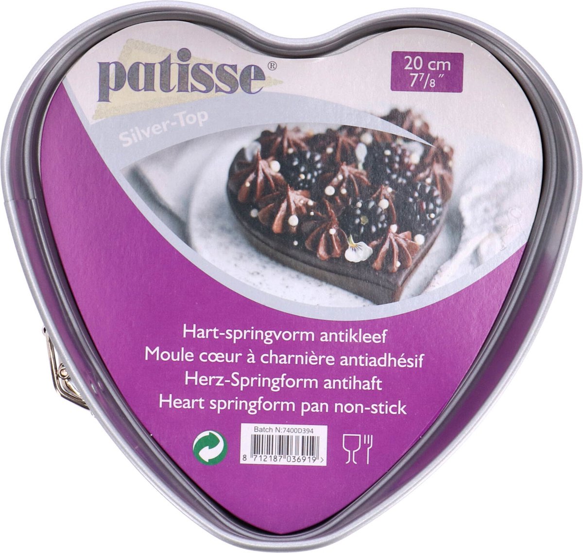 Patisse zilvertopje hart-springvorm 20 cm