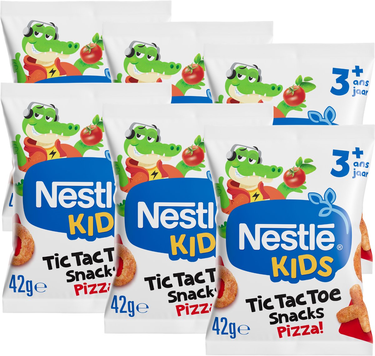 Nestlé kids tic tac toe snacks pizza - peuter snack - 3+ jaar - 6 x 42g
